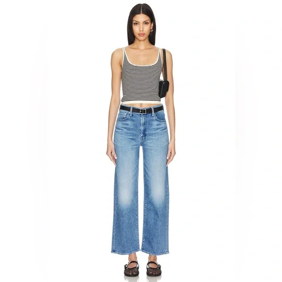 NWT Mother The Dodger Flood In Denim-Medium In Mediterranean Muse
